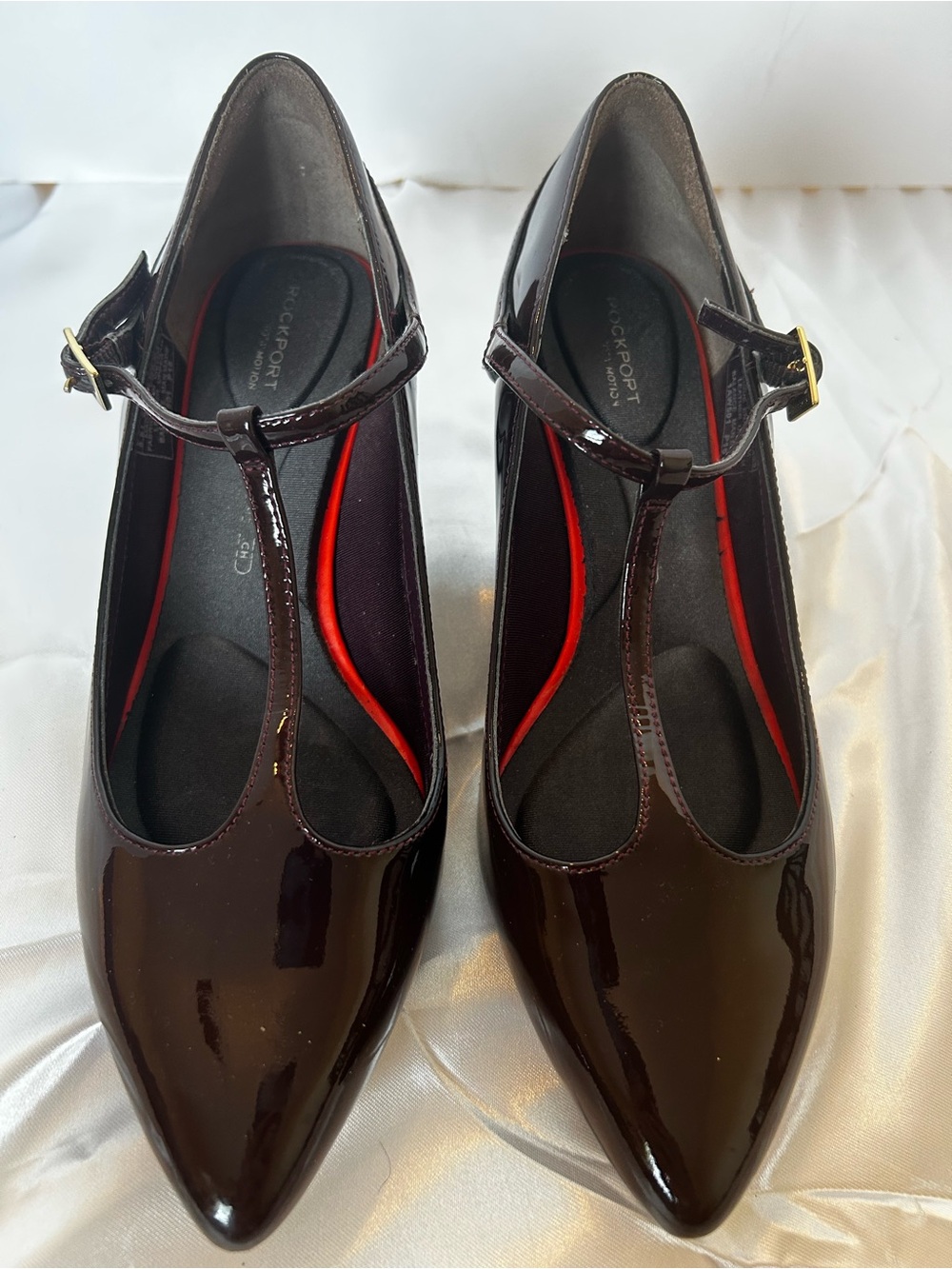 Rockport Women's‎ 8.5 M Pumps Total Motion Shoes Mary Jane T Strap Brown Patent - Picture 2 of 8